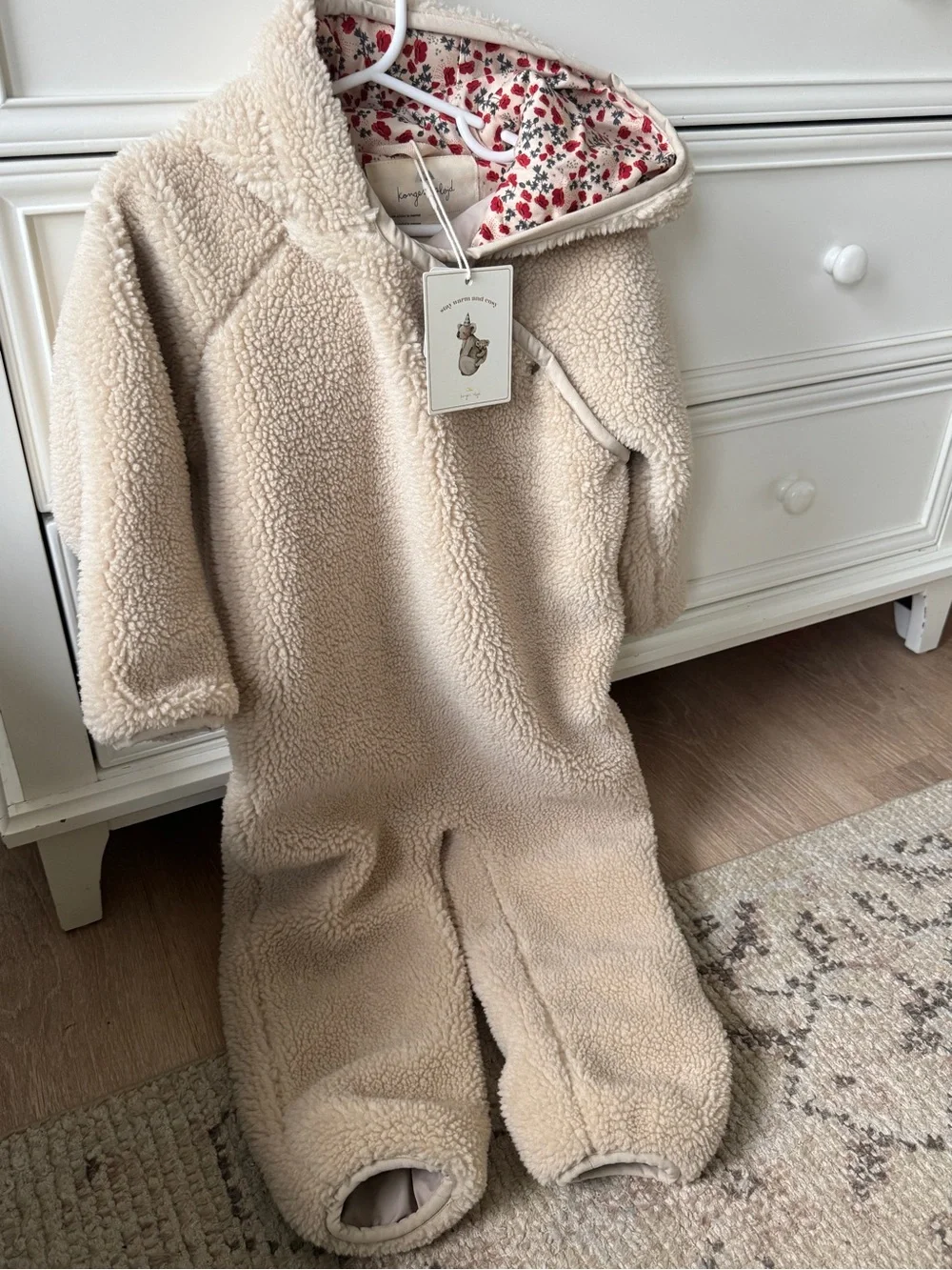 Konges Slojd grizz teddy onesie coverall 3Y cream off white